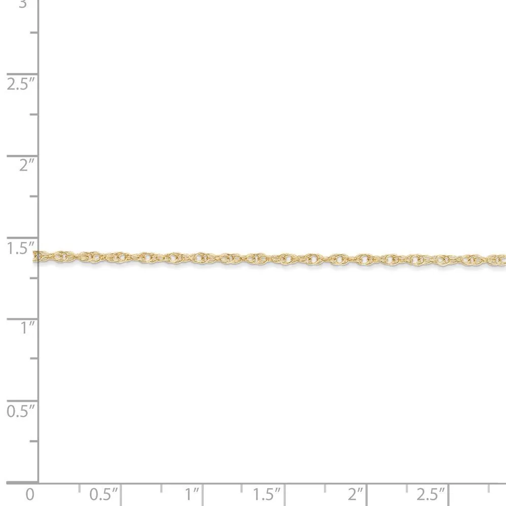 1.35mm, 14k Yellow Gold, Cable Rope Chain Necklace