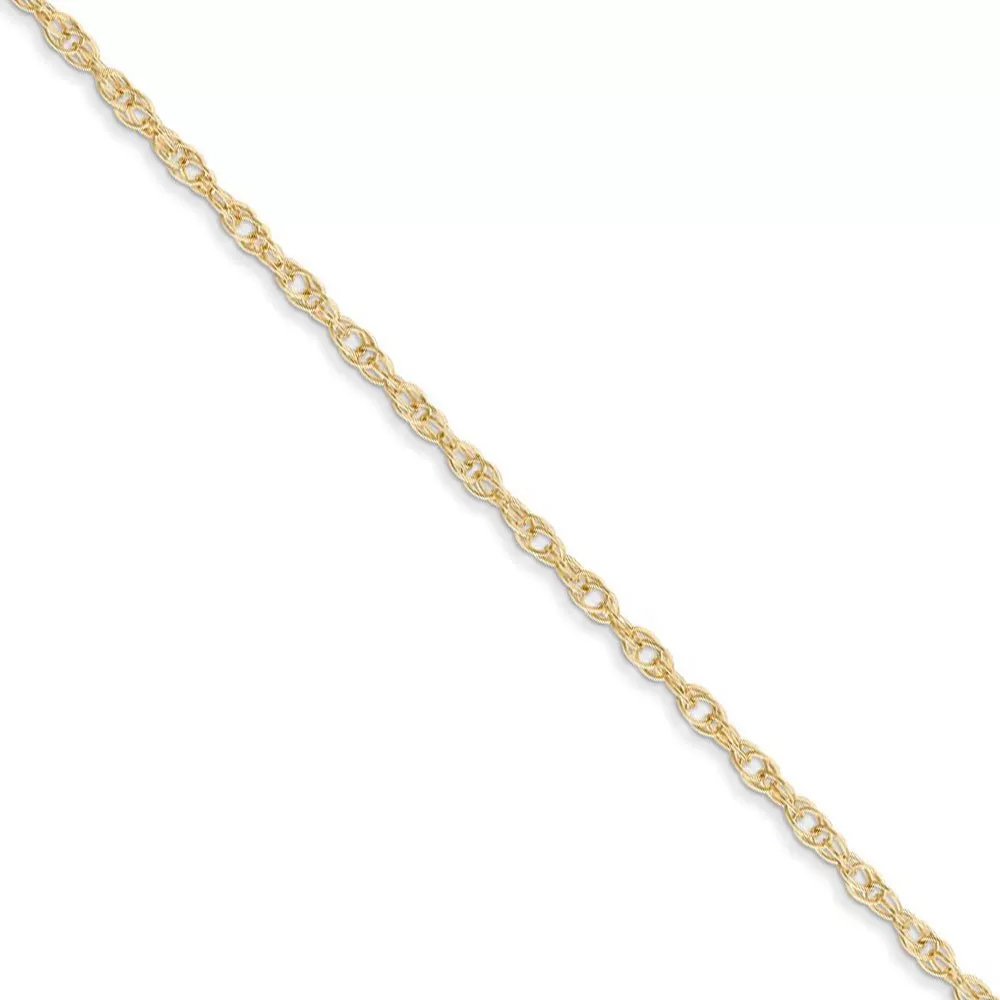 1.35mm, 14k Yellow Gold, Cable Rope Chain Necklace