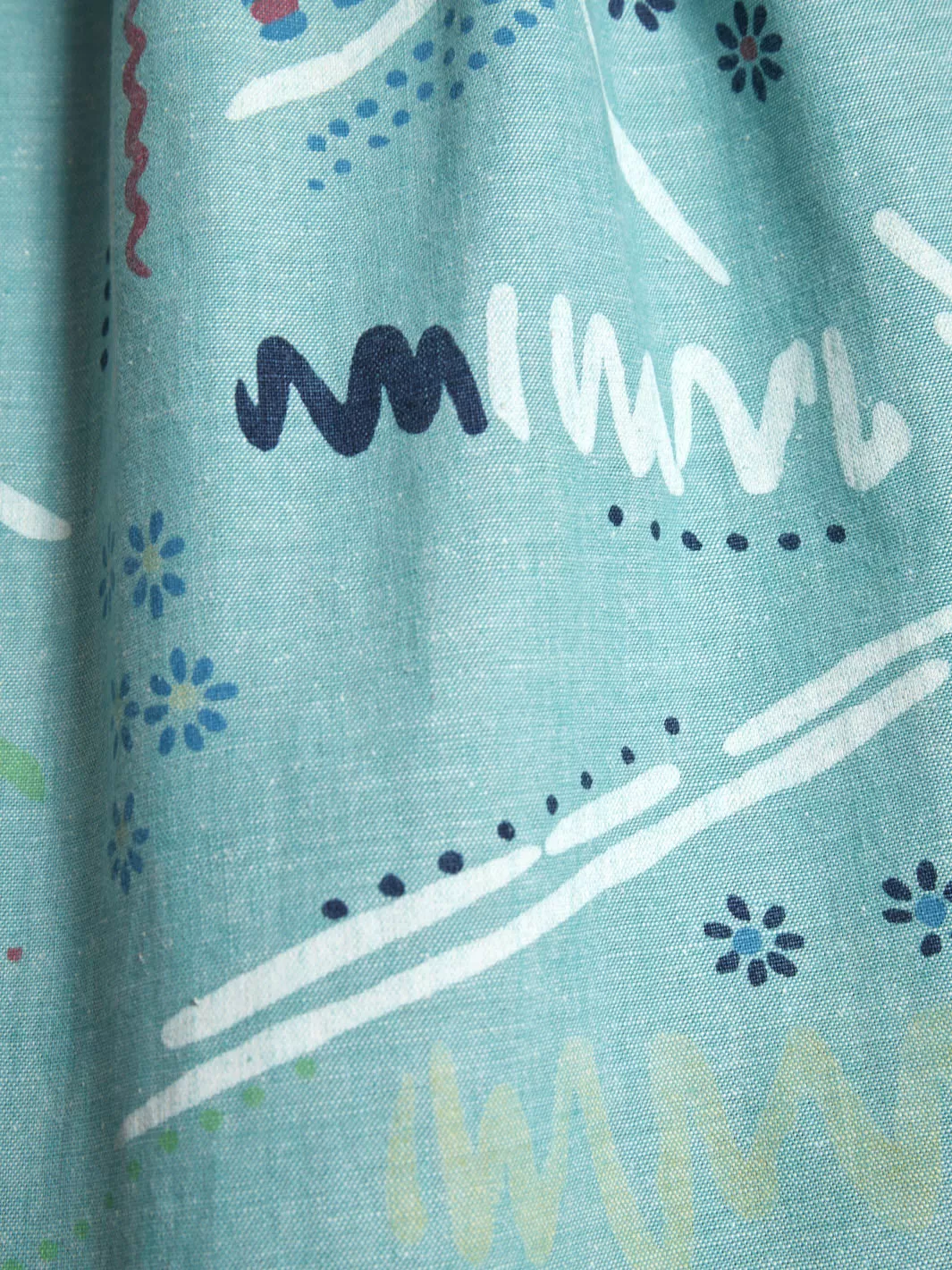 1950s inspired midi skirt in teal cotton with abstract pattern