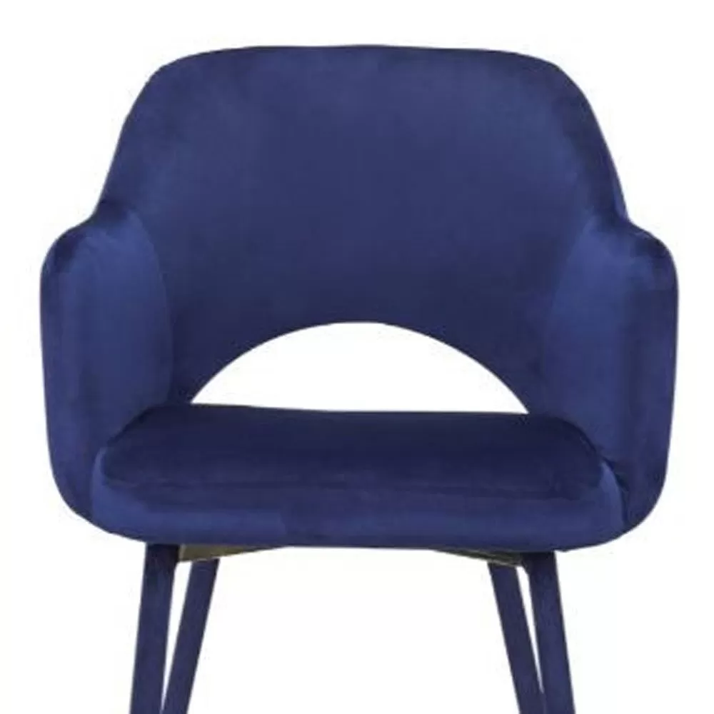 22" Ocean Blue Velvet And Gold Solid Color Parsons Chair By Homeroots