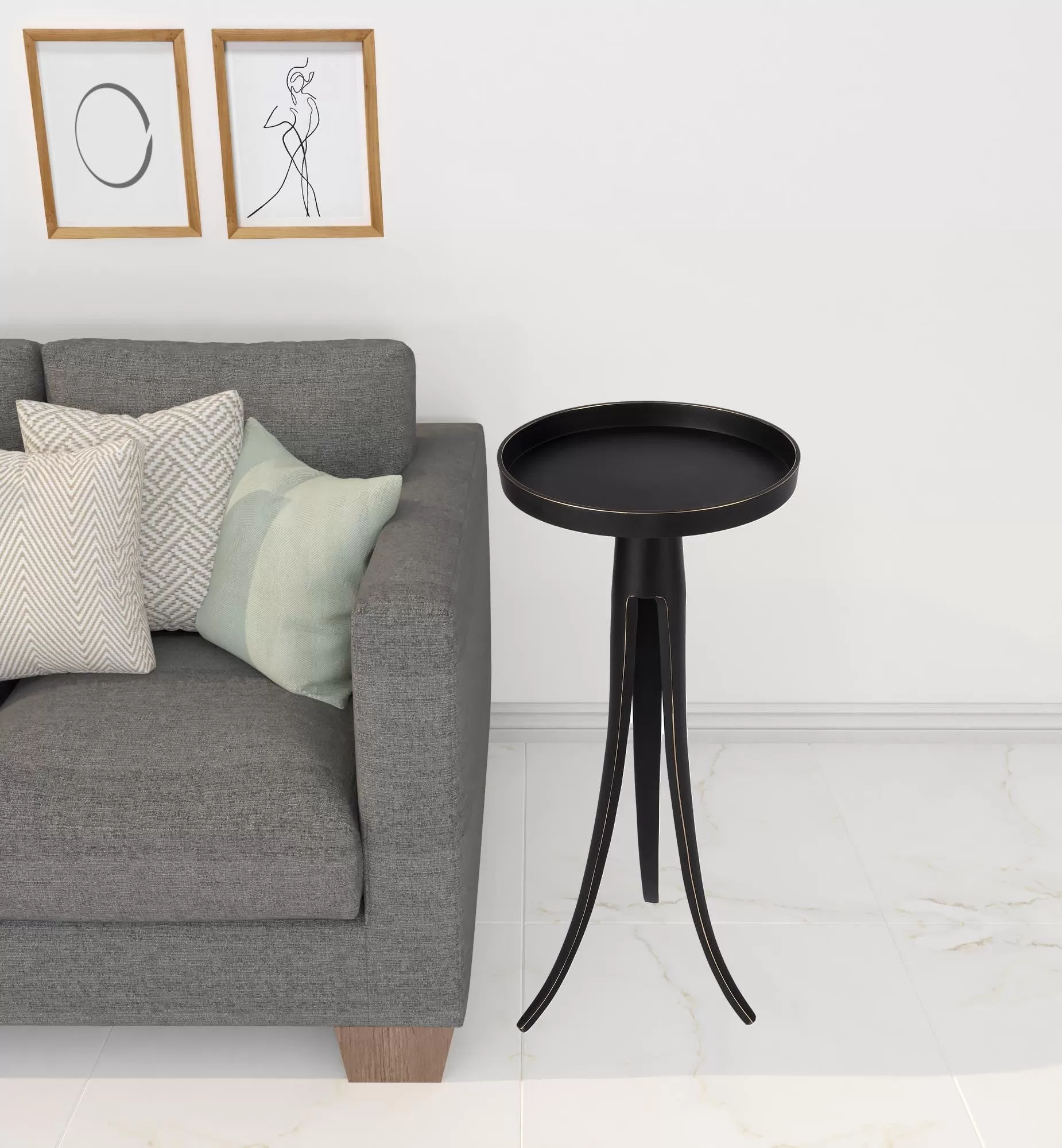 24" Black Aluminum Round End Table By Homeroots