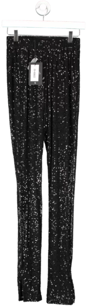 4th & Reckless Black Sequin Split Hem Leggings - Anette UK 8