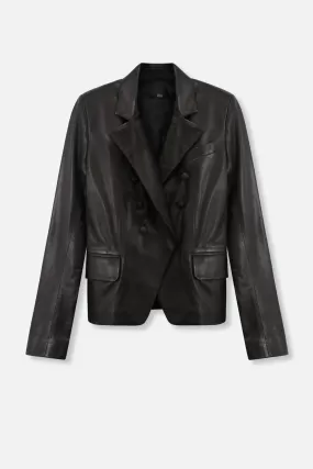 6 Button Leather Blazer