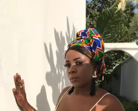 African Head Wrap in Blue Kente