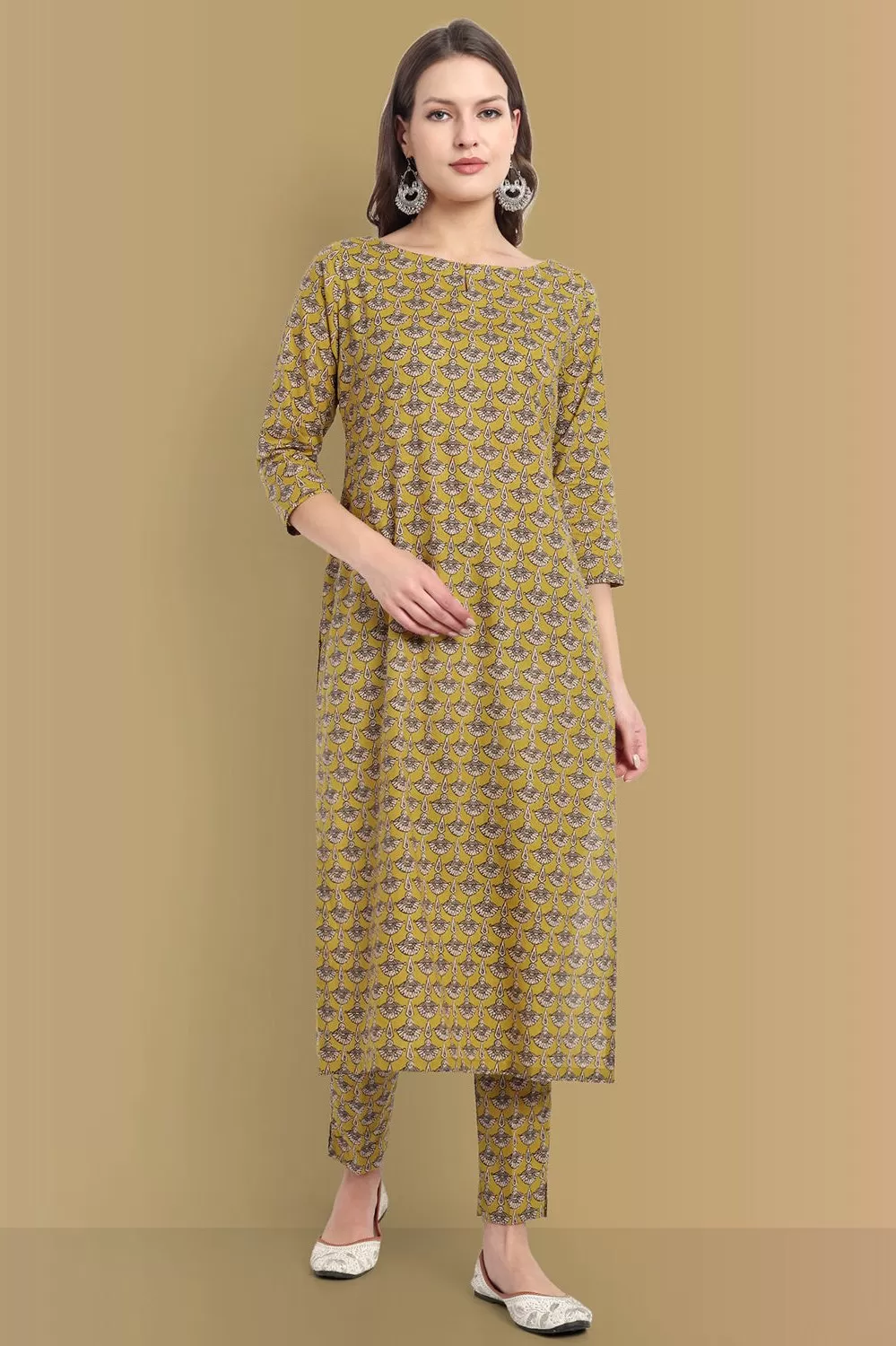 Ajrak Print Boat Neck Kurta - Traditional Handcrafted Cotton Elegance