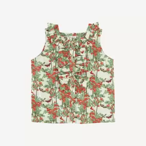 alice tank | green sweet pea butterfly | organic cotton woven