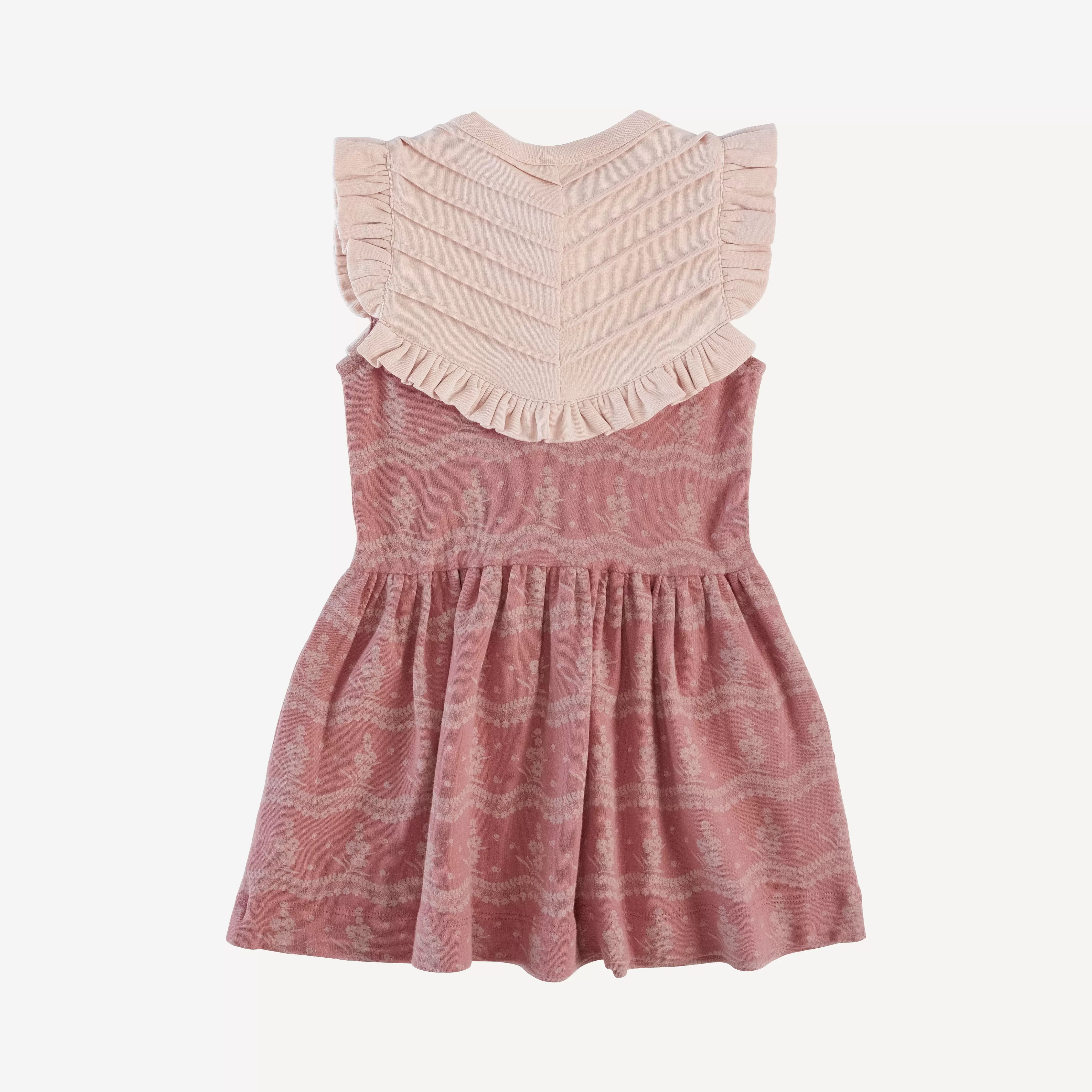 amelia dress | old rose floral lace | organic cotton interlock