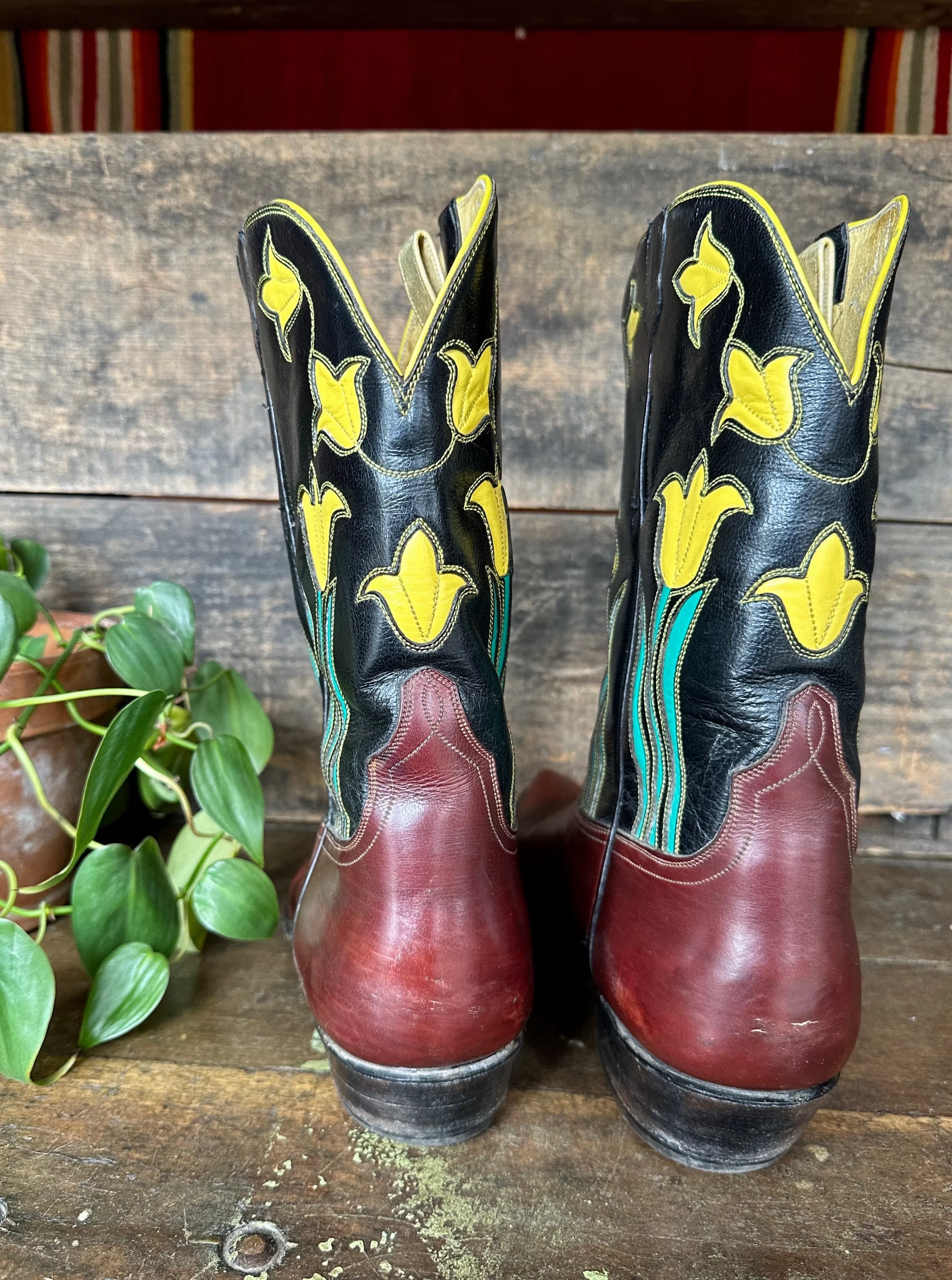 AMMONS Handmade Tulip Inlay Boots Mens 9.5 to 10 Women's 11