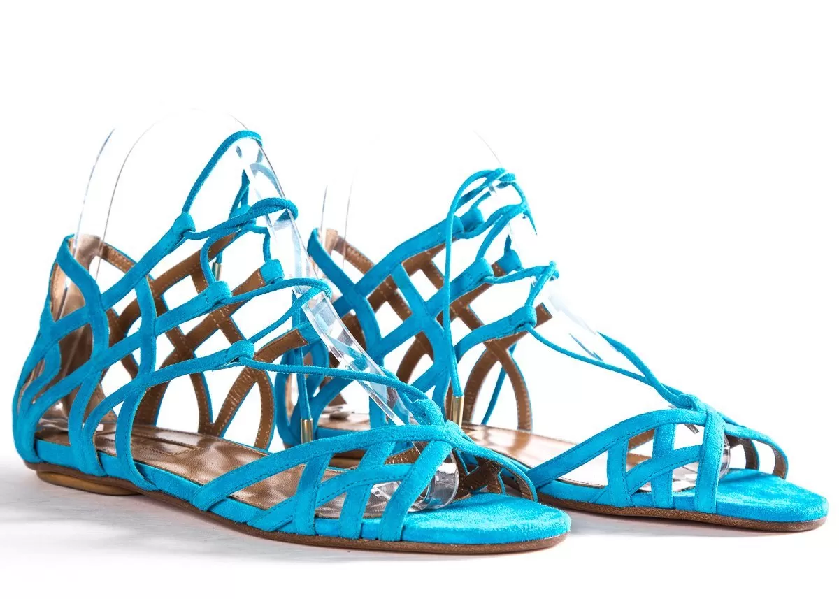 Aquazzura Turquoise Suede Sandals SZ 37 sale