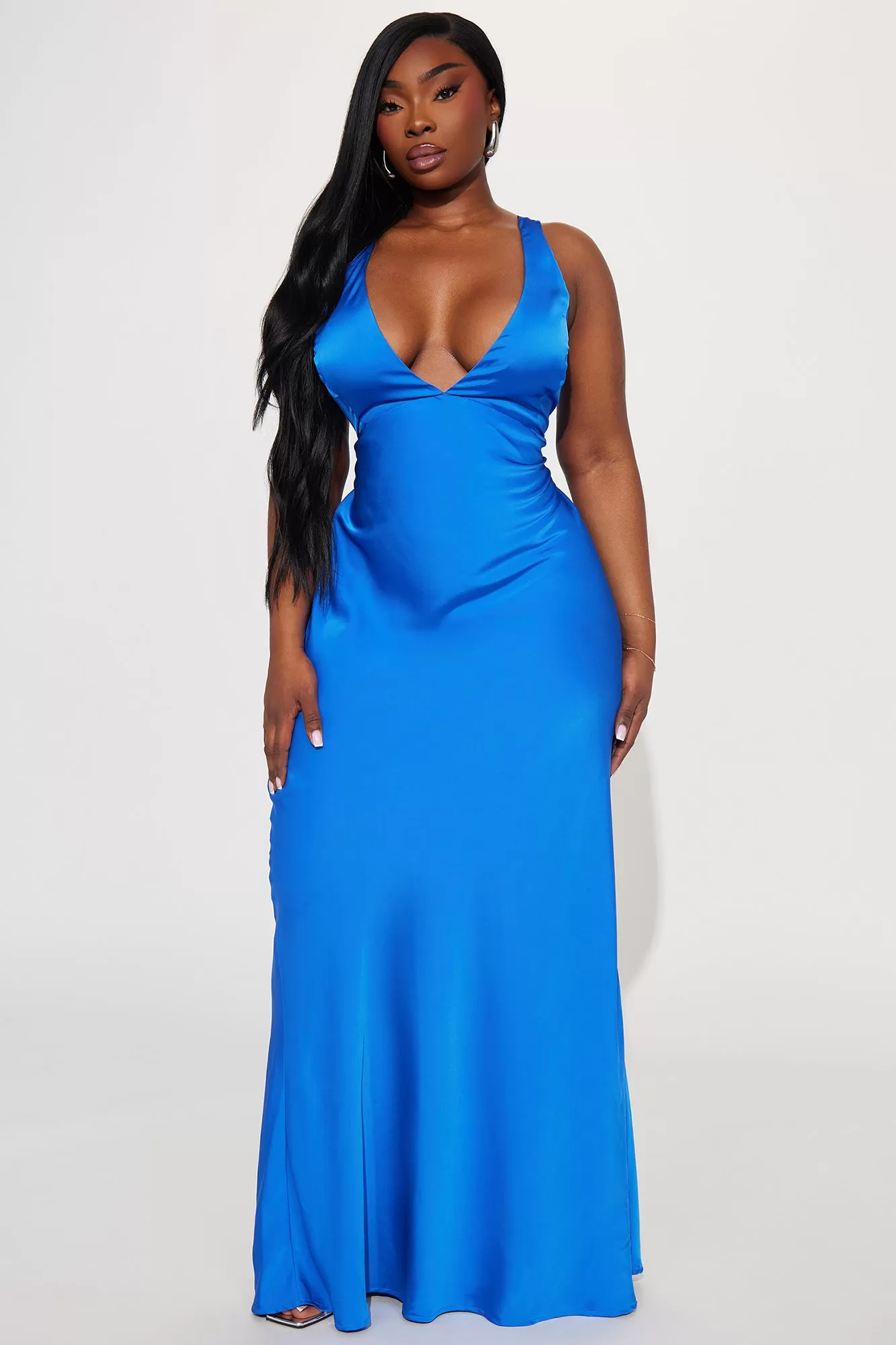 Ariel Backless Satin Gown - Royal