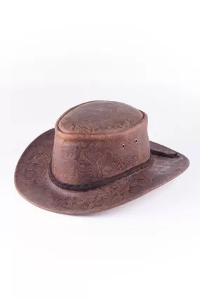 Australian Floral Pattern Leather Hat