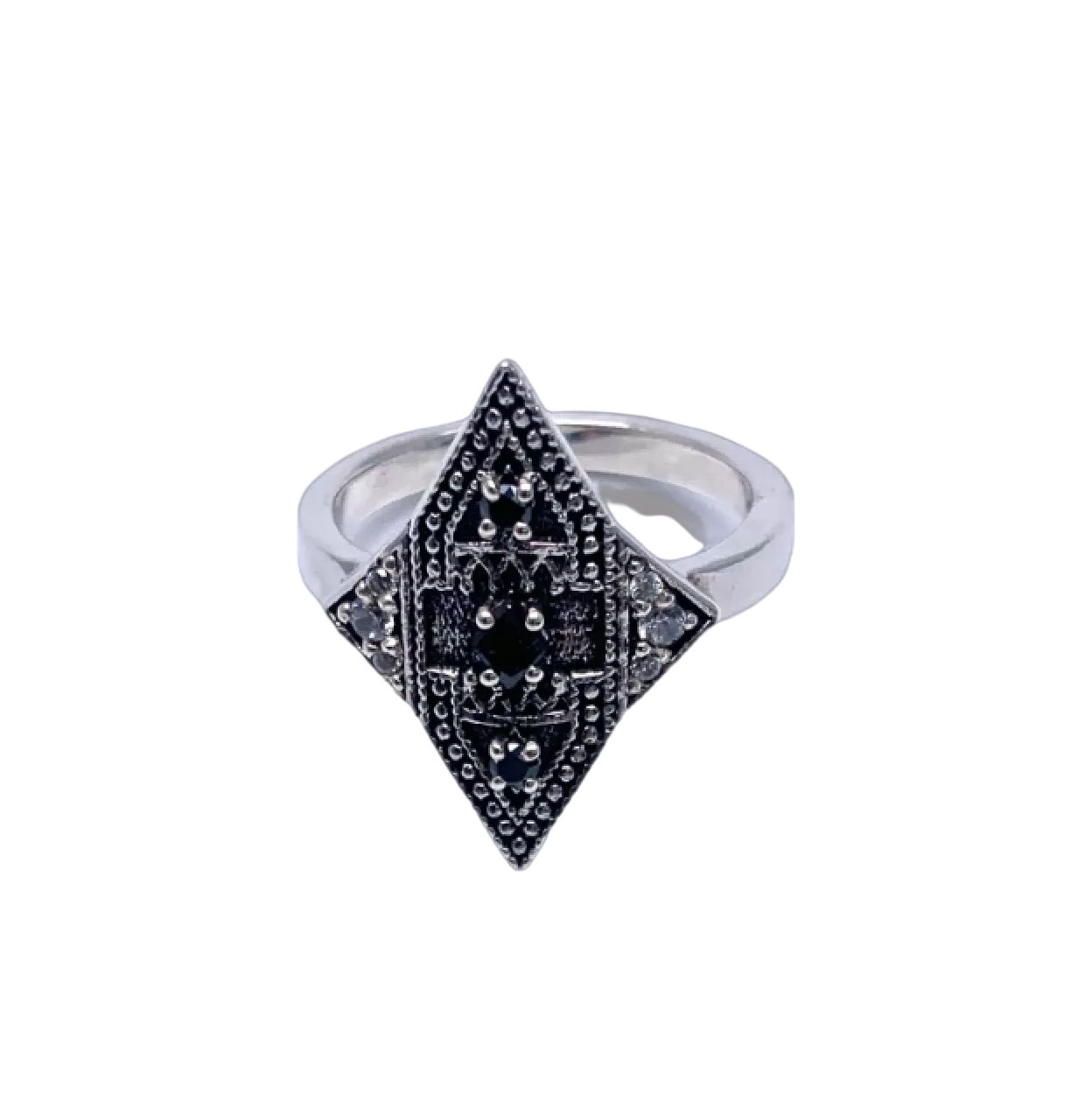 Ba&sh Teluga 925 Sterling Silver & Onyx Ring UK M