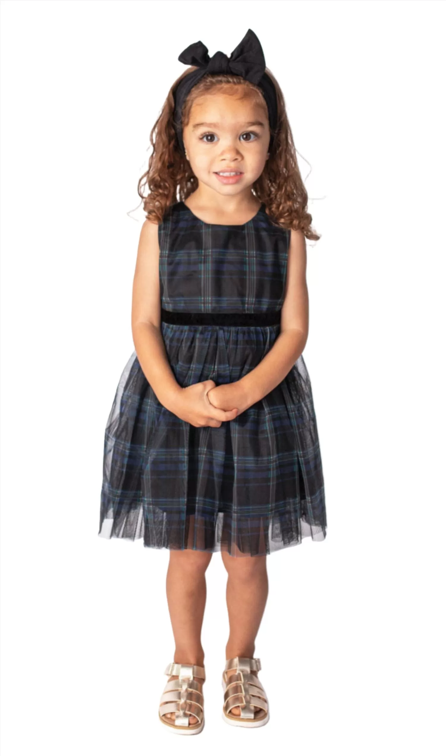 Baby Girl's Plaid Tulle Overlay Dress