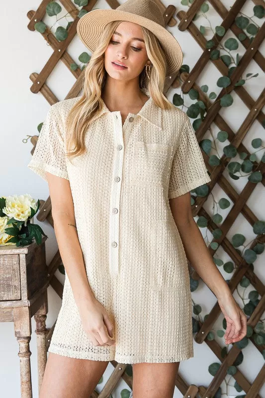 Beige Crochet Romper- Final Sale