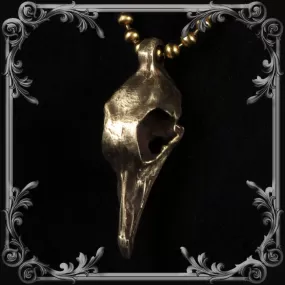 Bird Skull Pendant - Medium - Antique Brass Finish