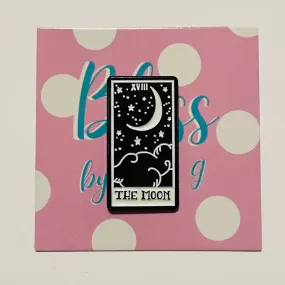 Black and White Moon Tarot Card Enamel Pin