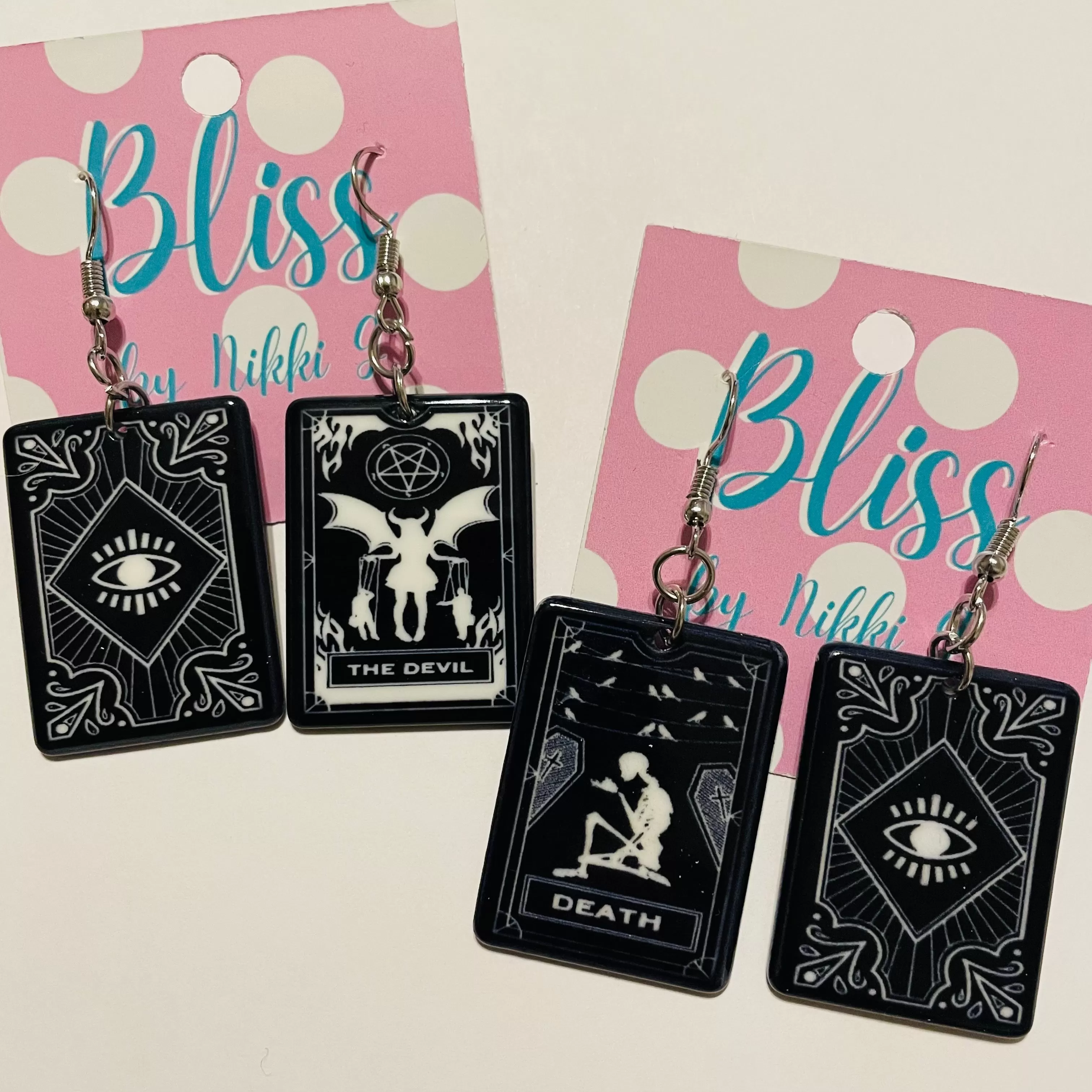 Black and White Tarot Card Acrylic Statement Earrings- More Styles Available!