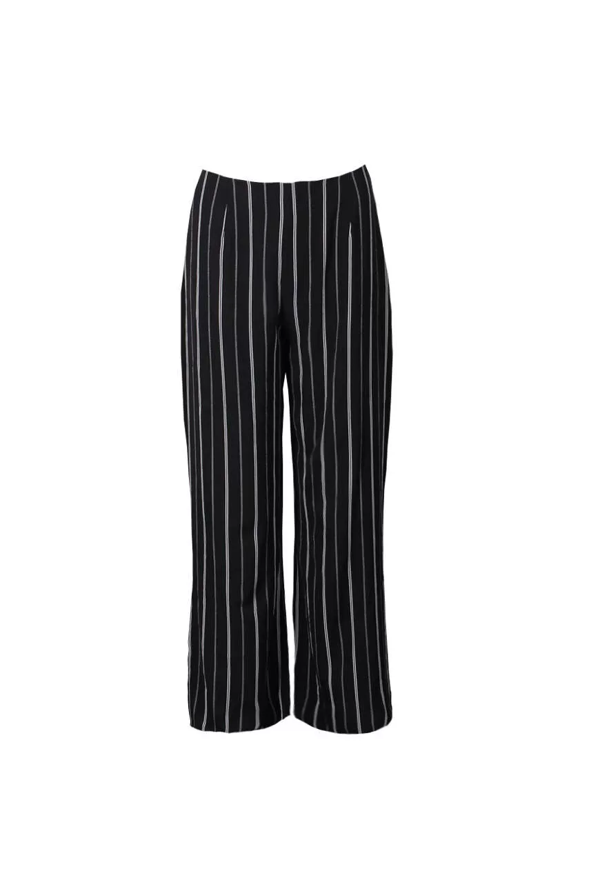 Black Double Striped Flared Trousers