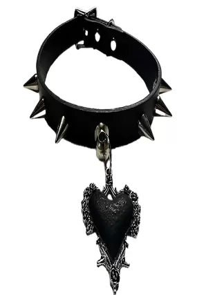 Black Hearted Spiked Choker [Defective]