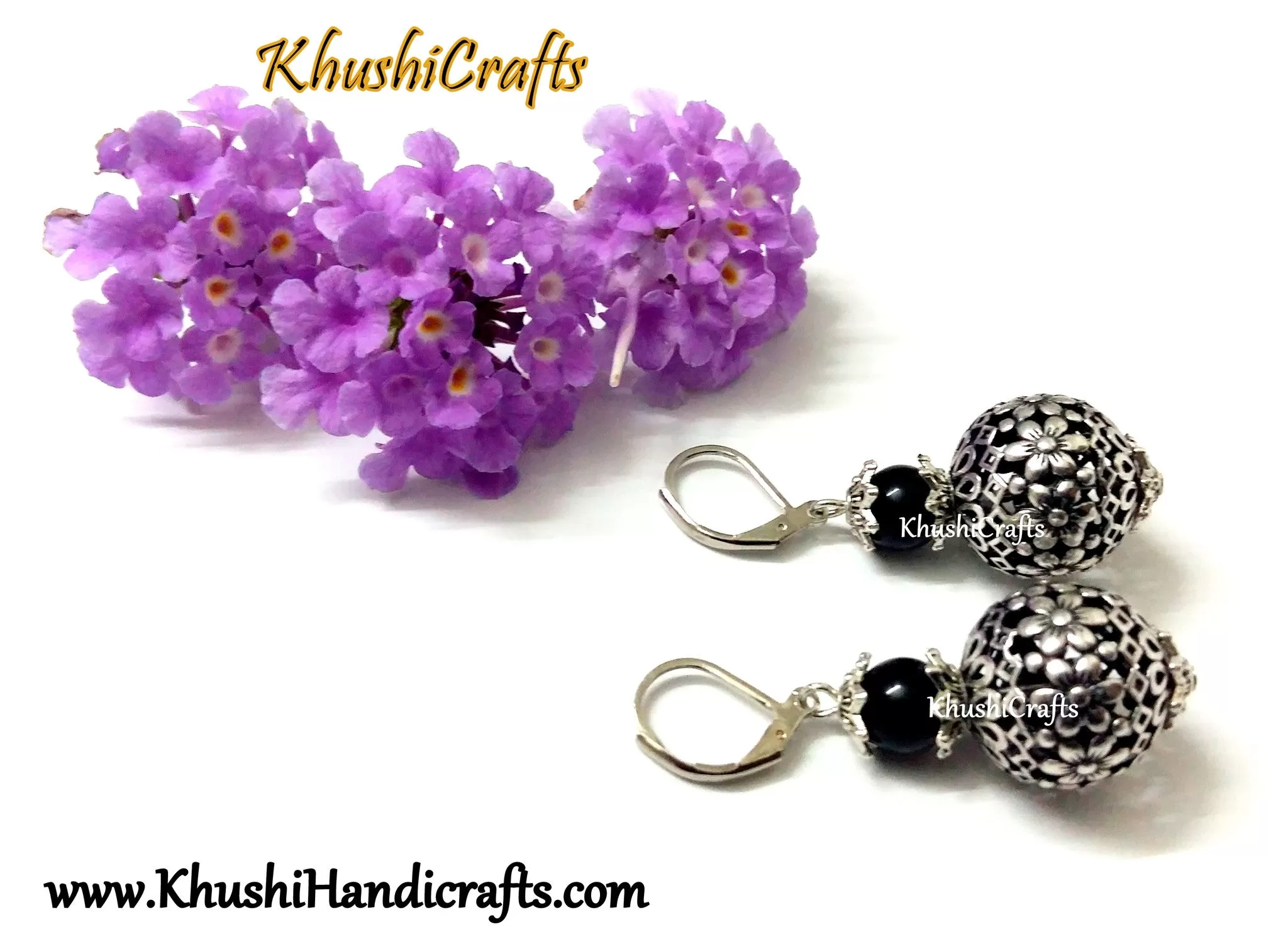 Black Shaded Flower Bead Dangler