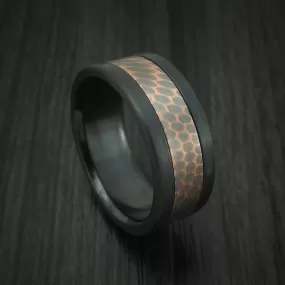 Black Zirconium and Superconductor Men's Ring Custom Made Titanium-Niobium and Copper Band