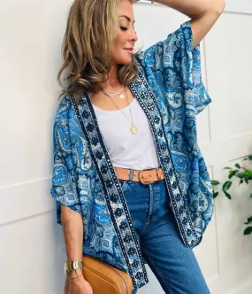 Blue Cocoon Embellished Kimono