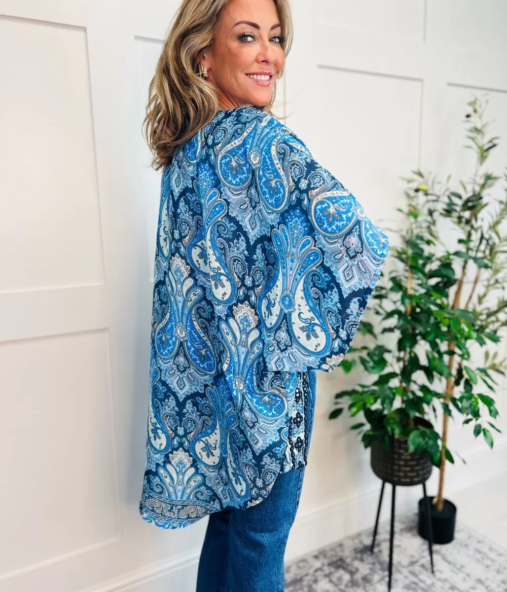 Blue Cocoon Embellished Kimono