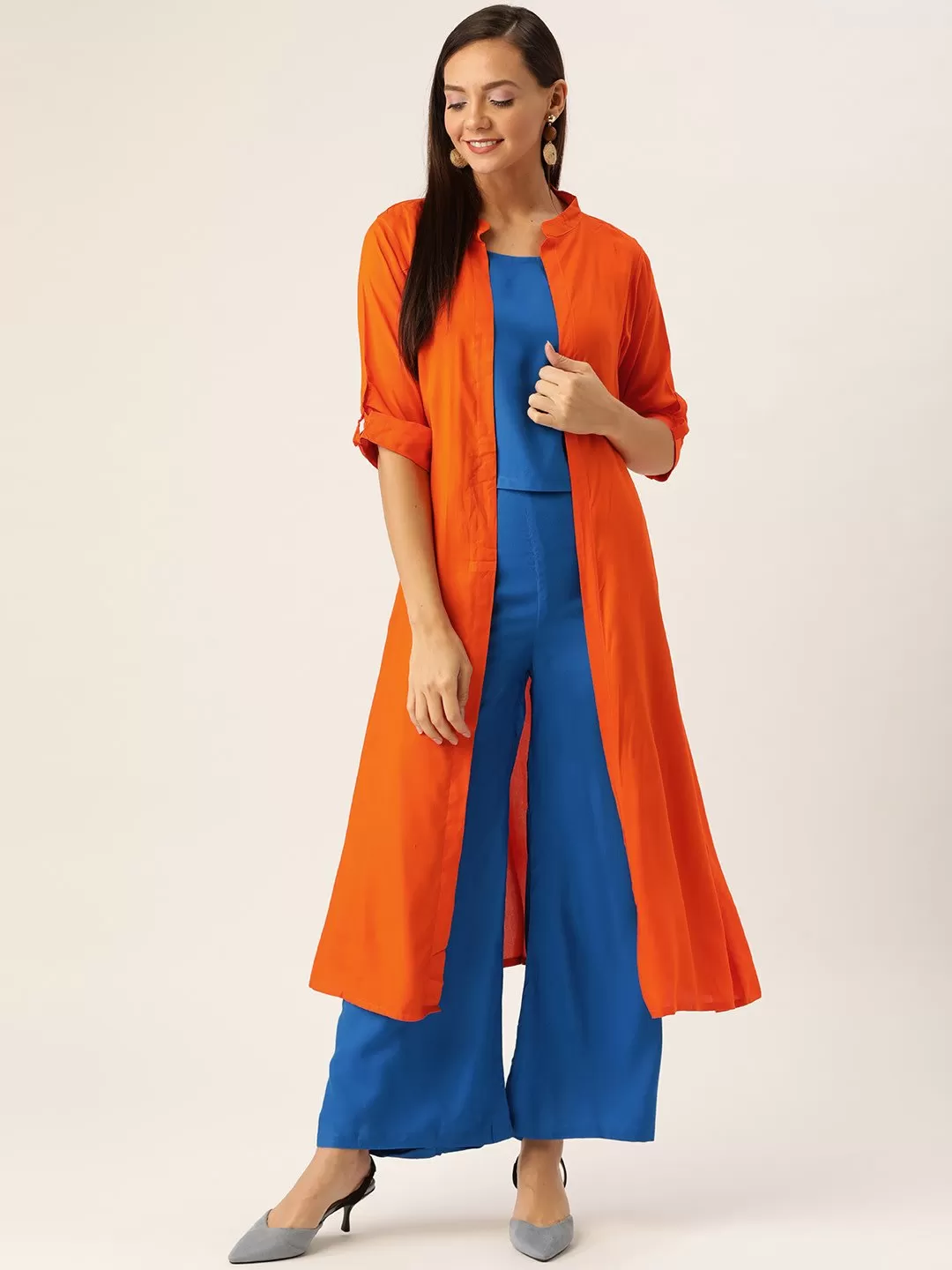 BLUE SET WITH ORANGE SHRUG