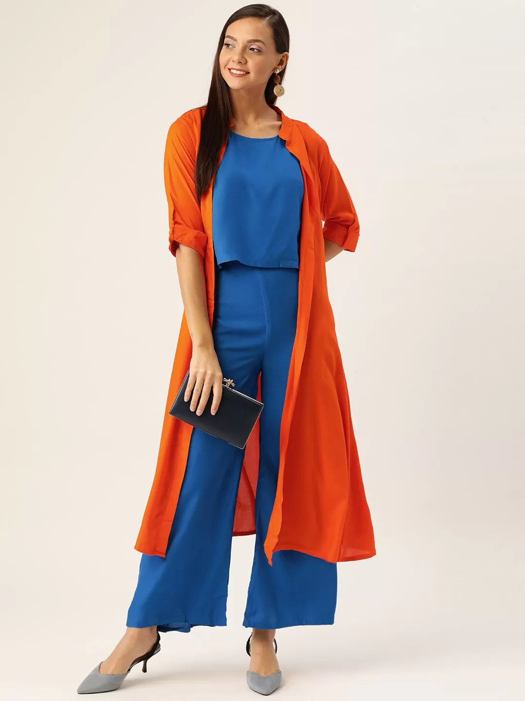 BLUE SET WITH ORANGE SHRUG