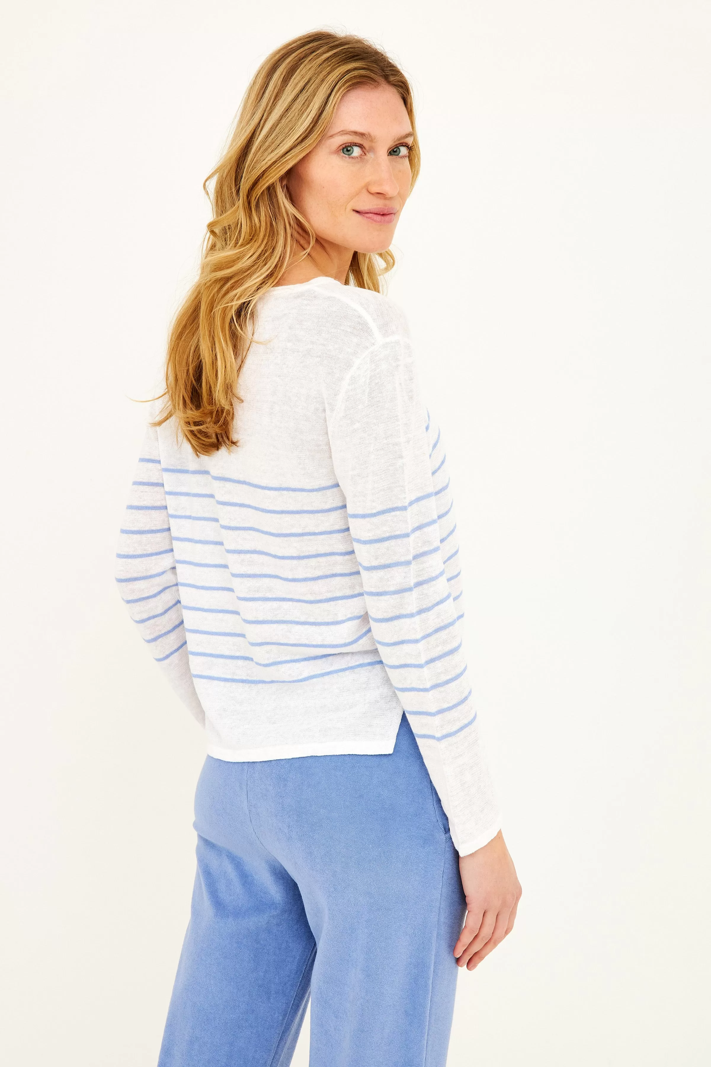 Brittany Sweater - Serenity Blue Stripe