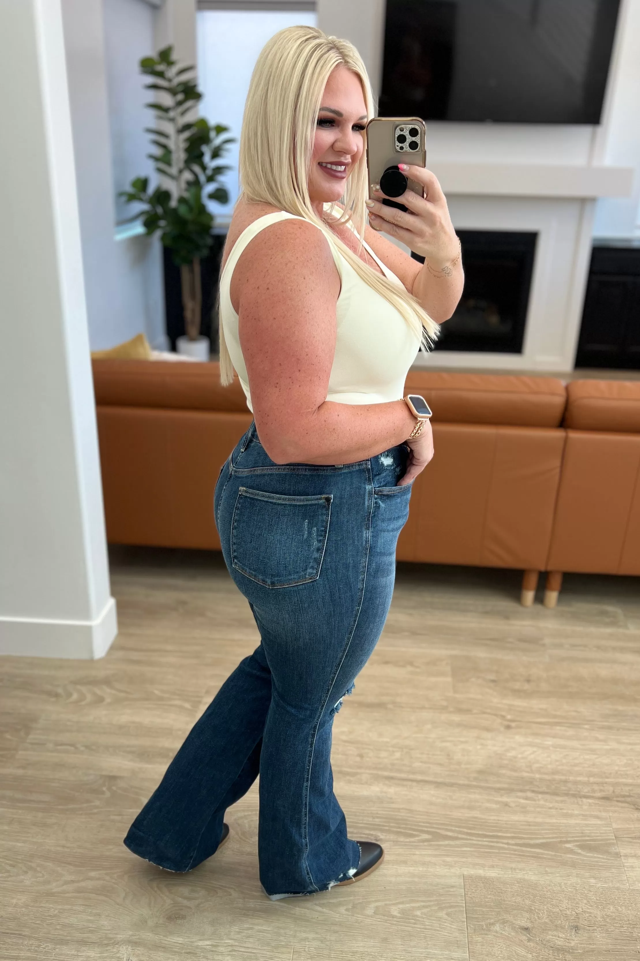 Cassandra High Rise **TUMMY CONTROL** Distressed Flare Judy Blue Jeans