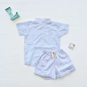 Cedar Top & Shorts in Blue Diamonds and Blue Kohibo