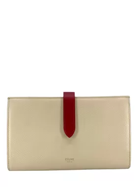 Celine Bicolor Grained Calfskin Large Strap Wallet