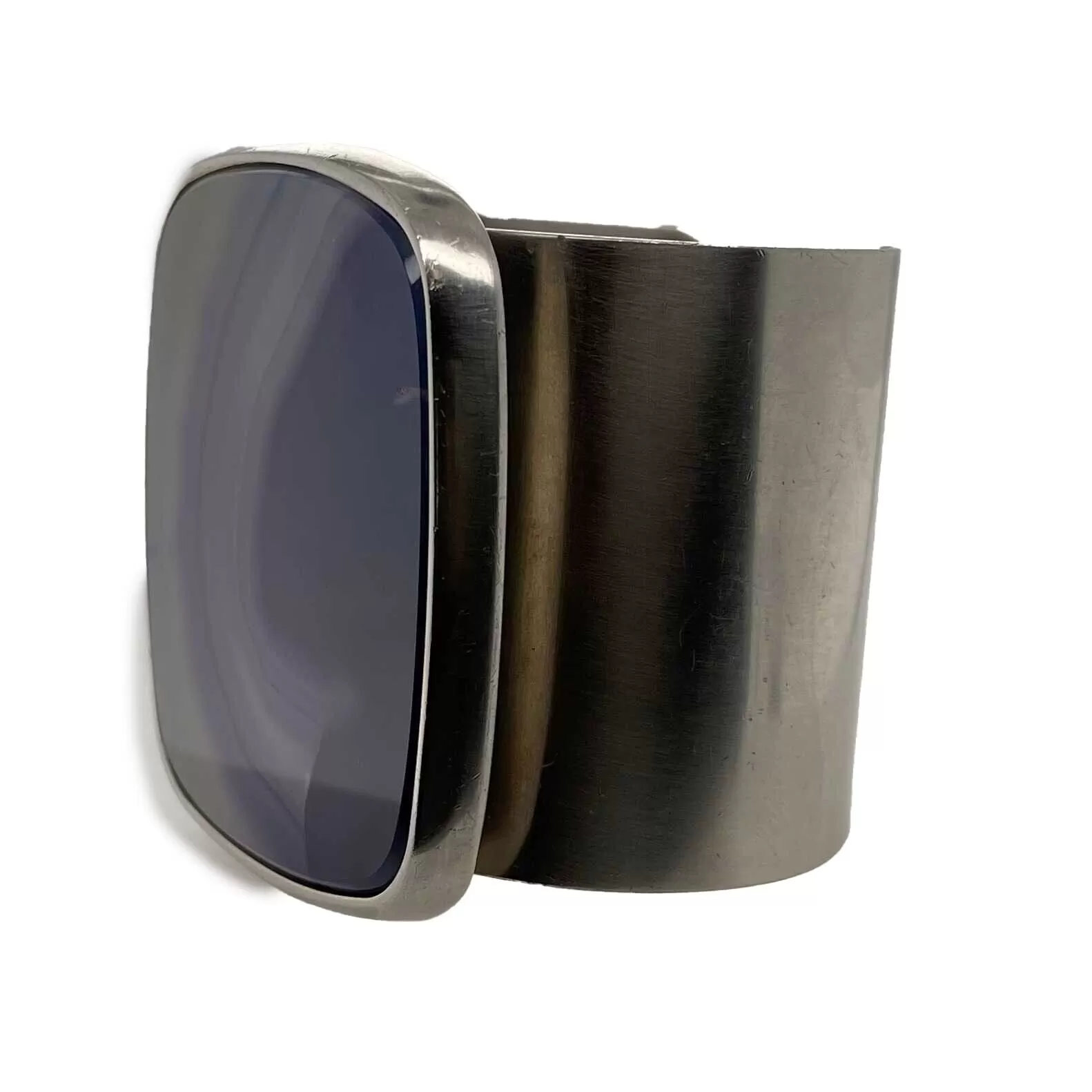 CHANEL - B12 A Statement Agate Cuff - Silver, Multi Blue - Bracelet