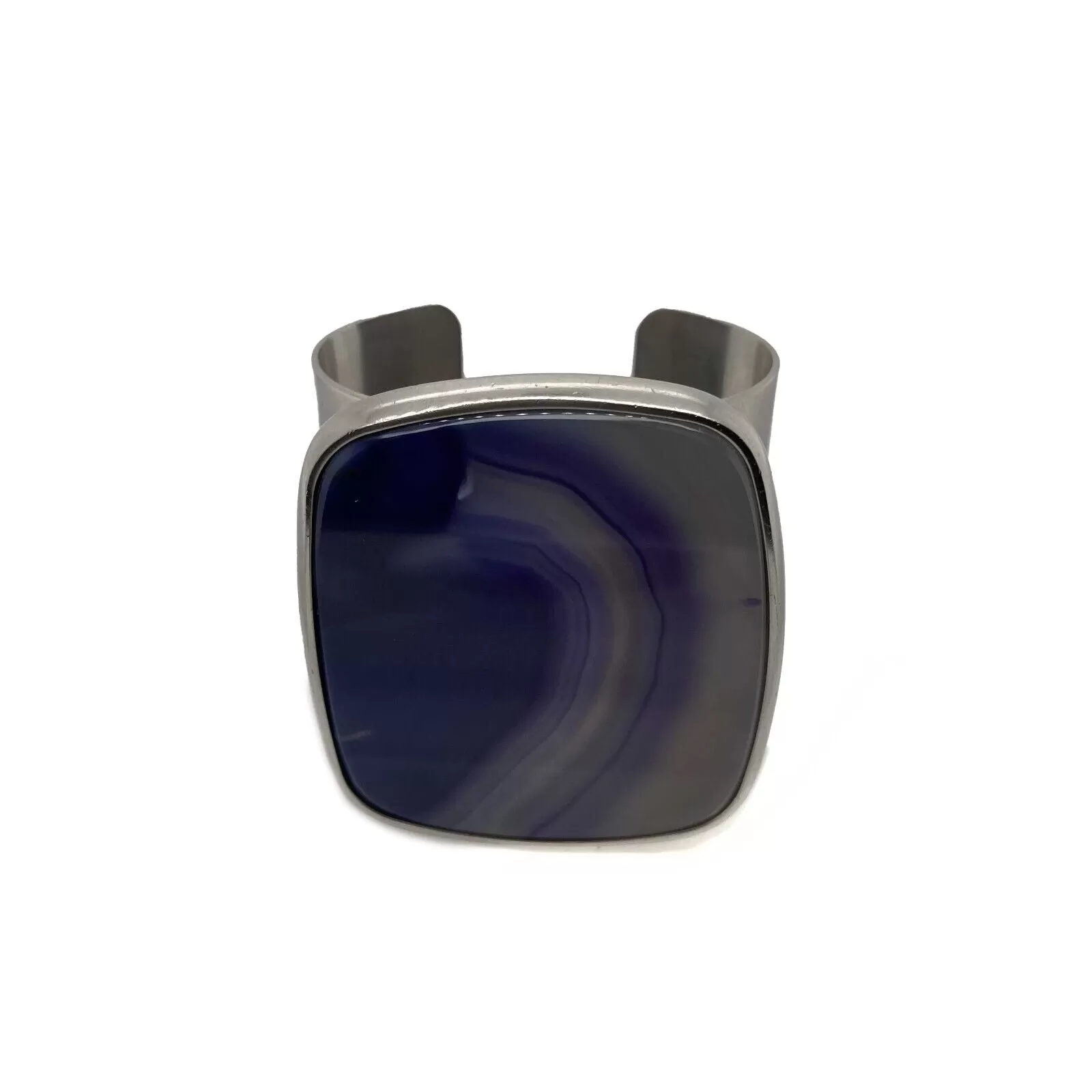 CHANEL - B12 A Statement Agate Cuff - Silver, Multi Blue - Bracelet