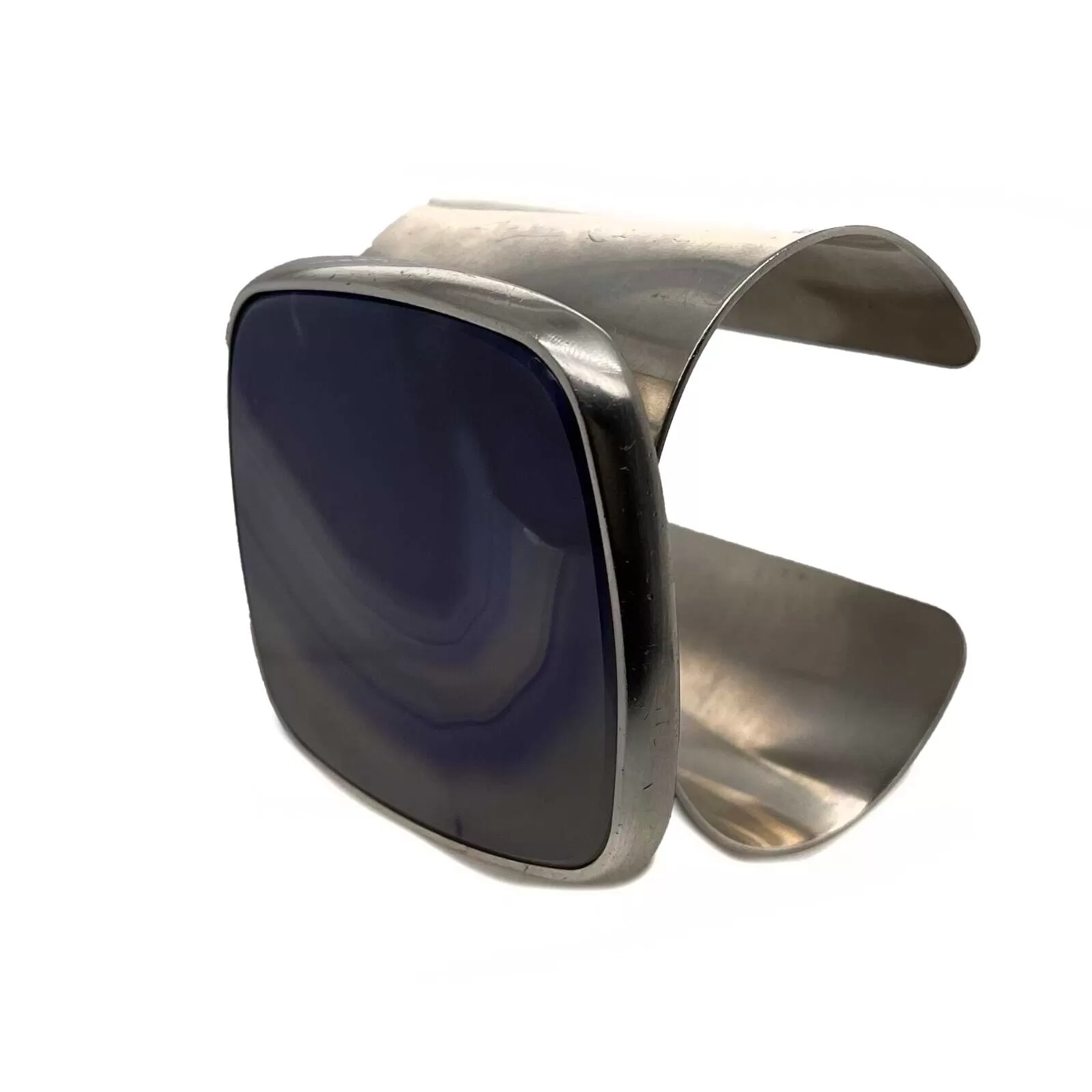 CHANEL - B12 A Statement Agate Cuff - Silver, Multi Blue - Bracelet