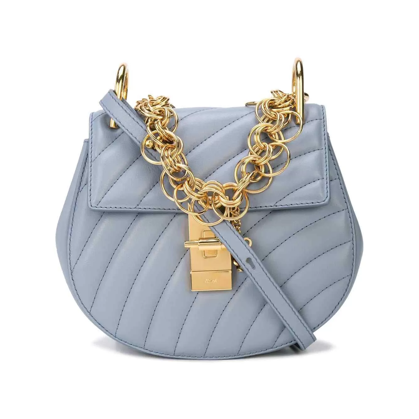 Chloe Drew Mini Bijou Leather Crossbody Washed Blue