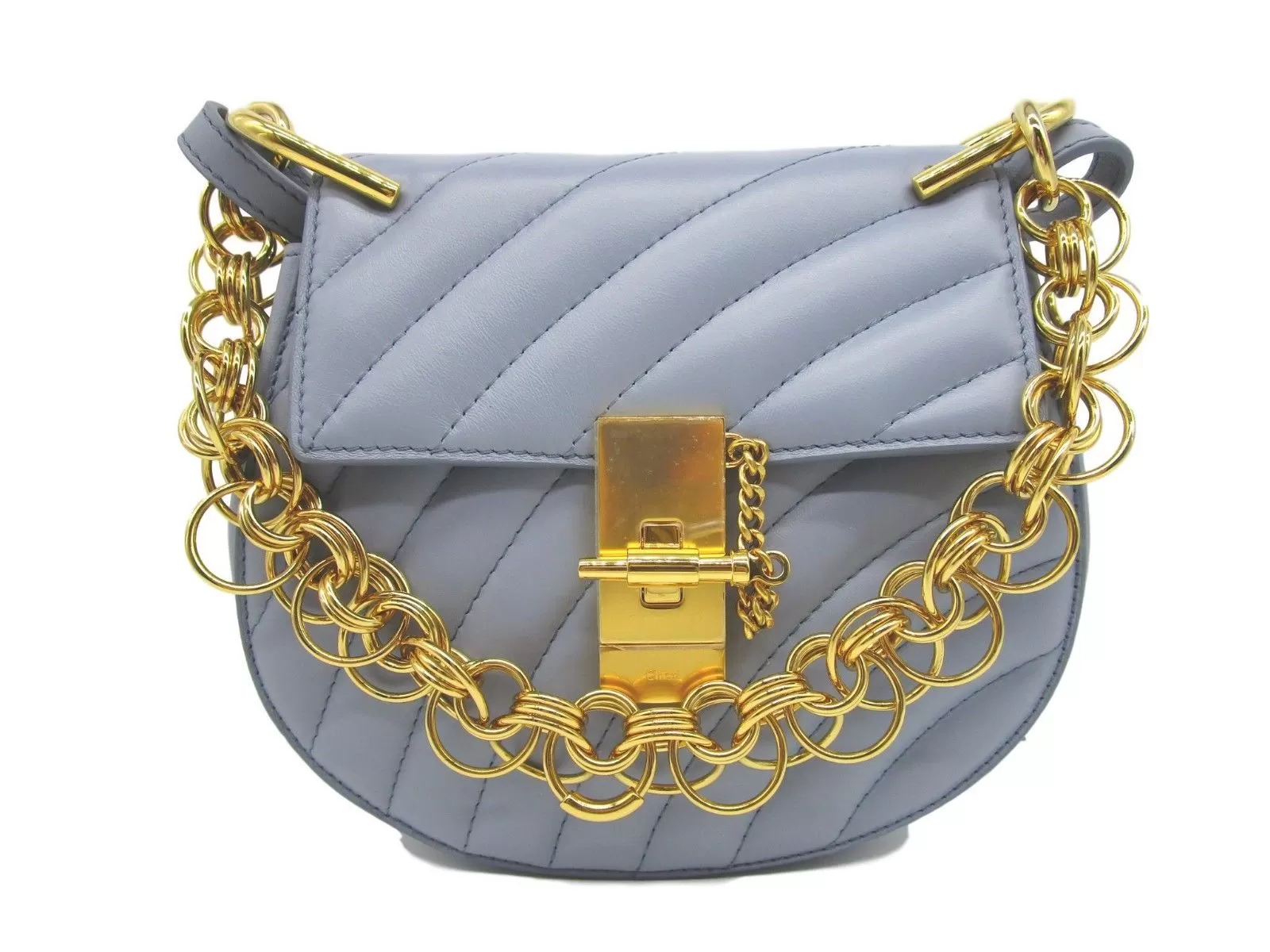 Chloe Drew Mini Bijou Leather Crossbody Washed Blue