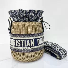 Christian Dior Wicker Oblique Drawstring Bucket Bag