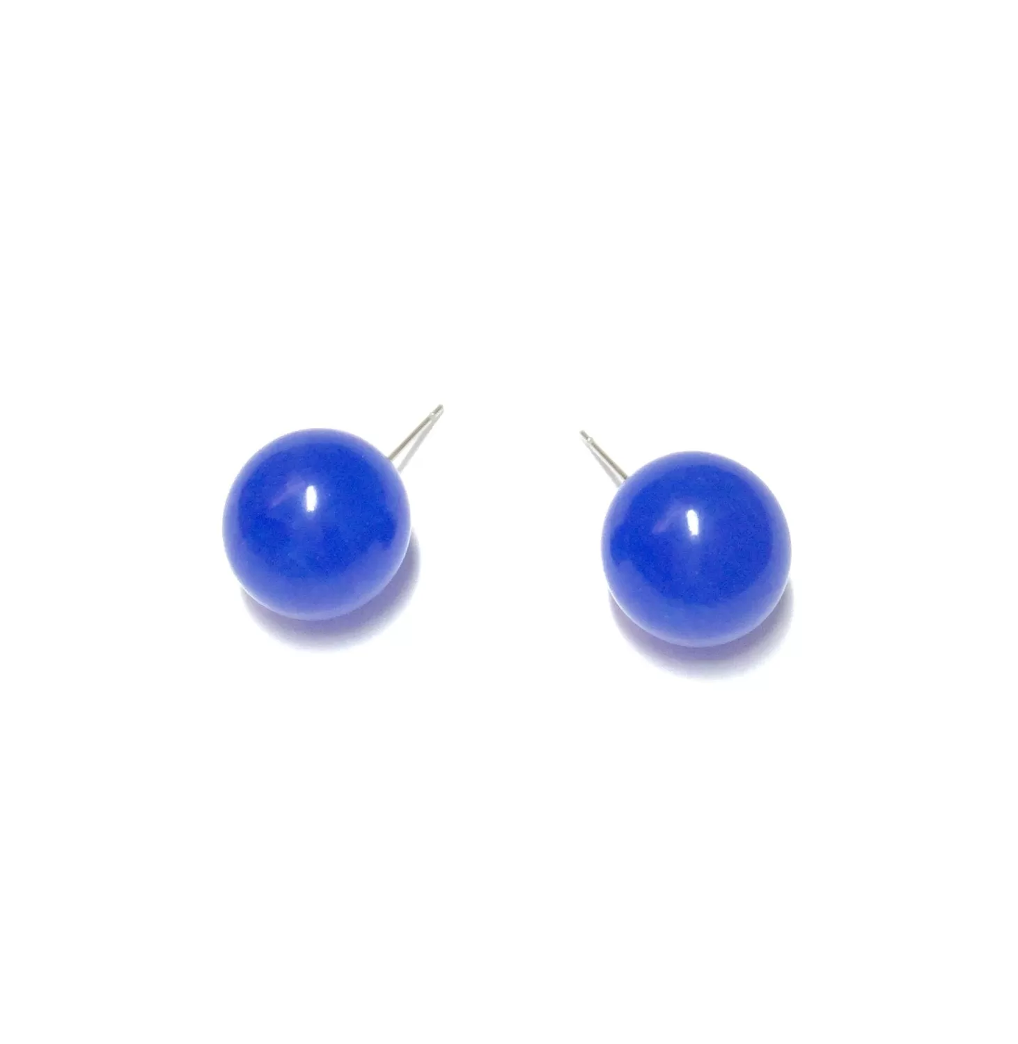 Cobalt Blue Marbled Ball Stud Earrings