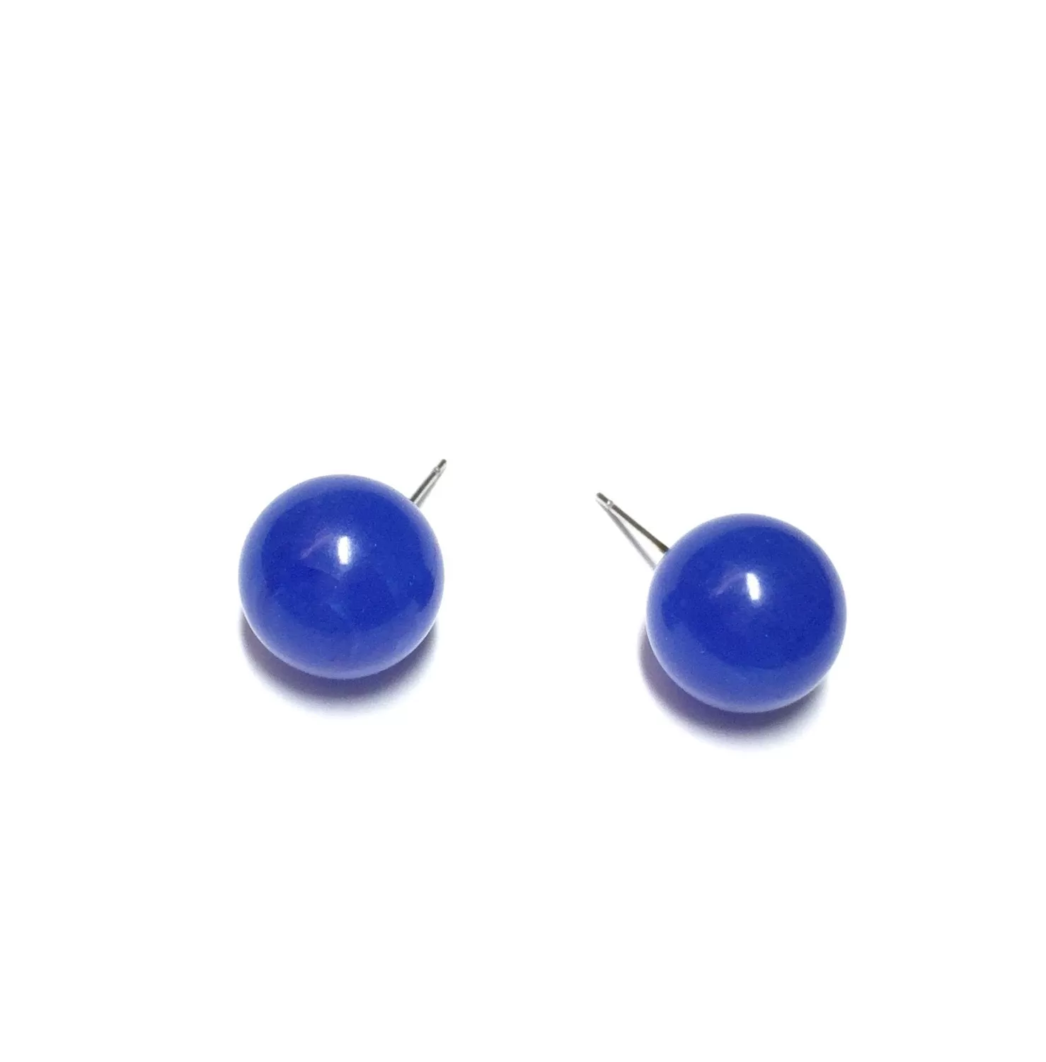 Cobalt Blue Marbled Ball Stud Earrings