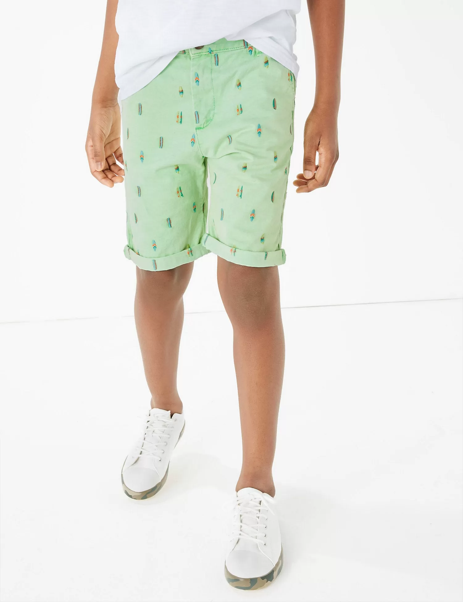 Cotton Embroidered Chino Shorts