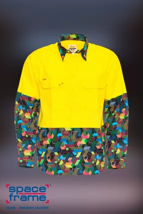 Custom Spaceframe Day Only Yellow Hi Vis Cotton Work Shirt