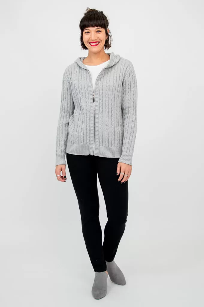 Elsie Sweater, Silver, Cotton