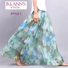 FLOOR LENGTH FLORAL CHIFFON SKIRT