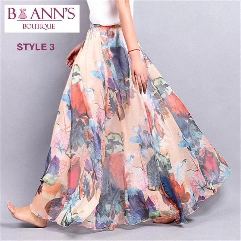 FLOOR LENGTH FLORAL CHIFFON SKIRT