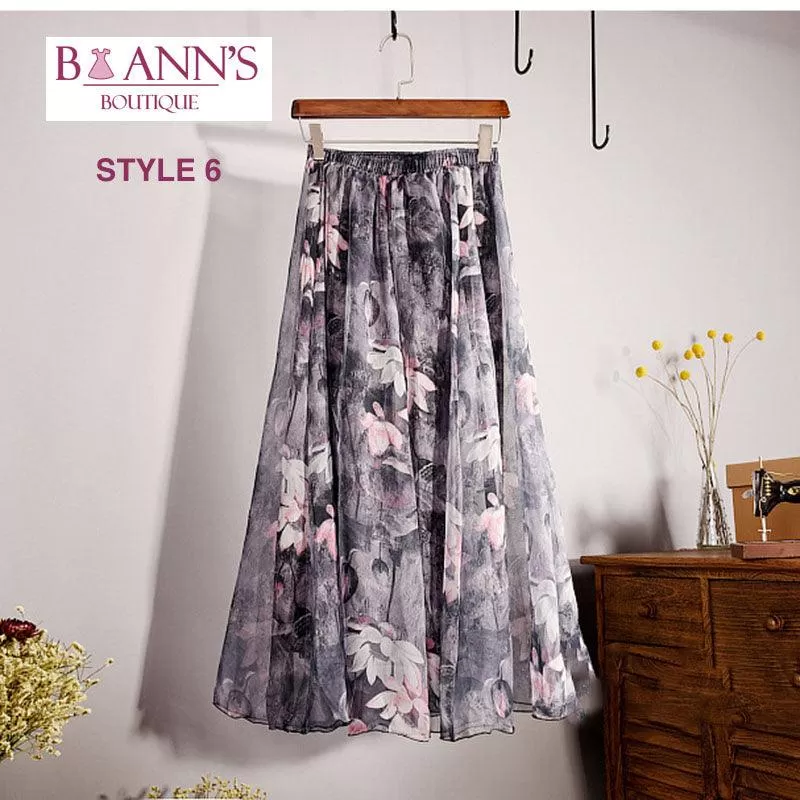 FLOOR LENGTH FLORAL CHIFFON SKIRT