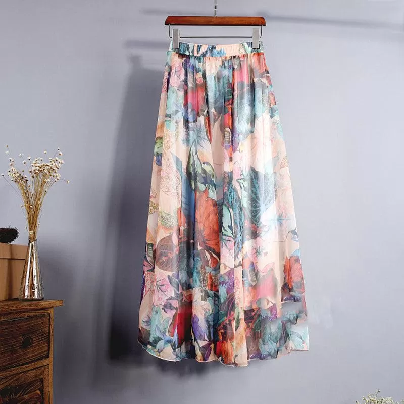 FLOOR LENGTH FLORAL CHIFFON SKIRT