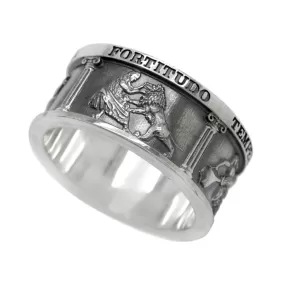 Four Cardinal Virtues, Theological Band Ring, Occult Ring, Lawyer Gift, Sterling Silver Stoic Ring