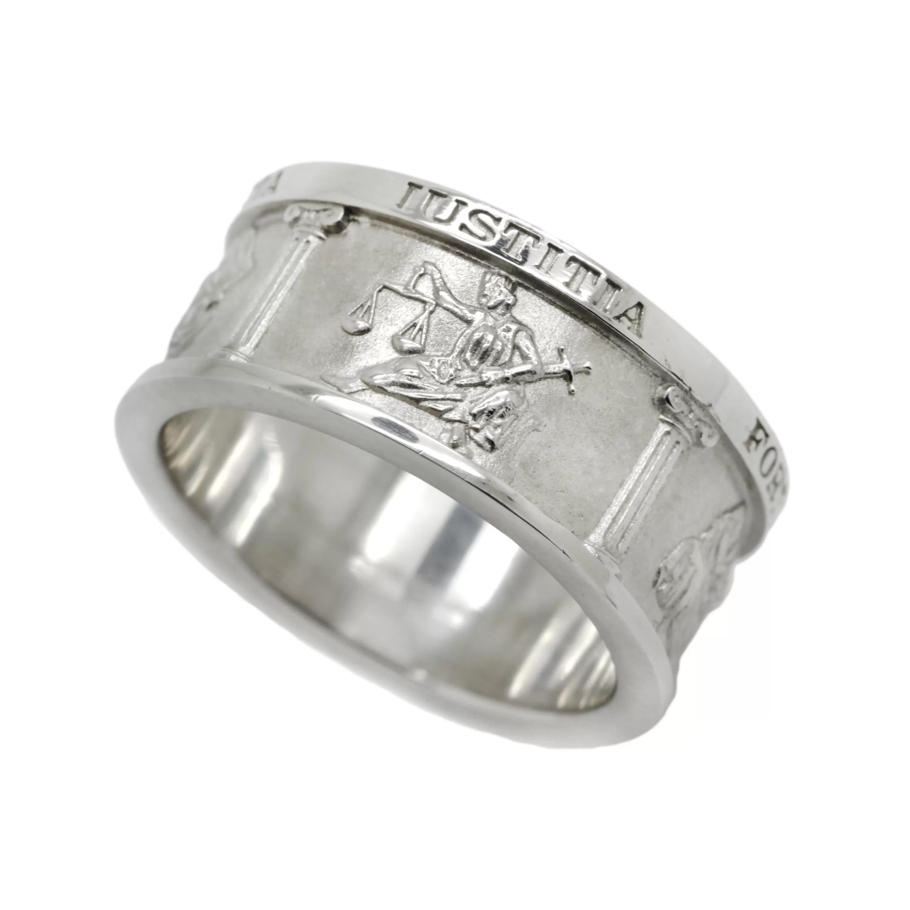 Four Cardinal Virtues, Theological Band Ring, Occult Ring, Lawyer Gift, Sterling Silver Stoic Ring